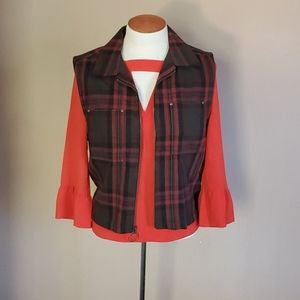 Gotcha Covered vest plaid brown & rust size small